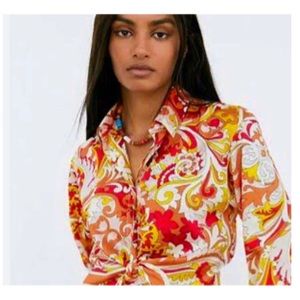 Zara satin paisley top